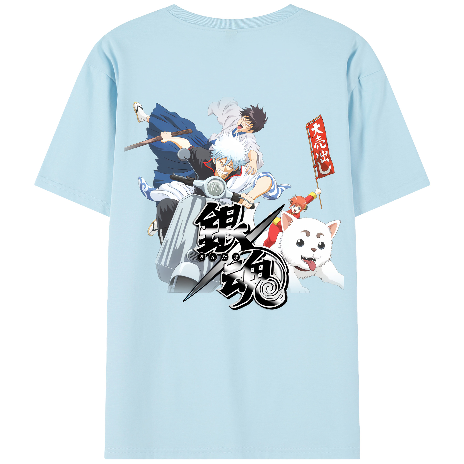 （画像用） ぎんたま 坂田銀時（さかたぎんとき） 神楽 志村新八（しむら しんぱち） GINTAMA Sakata Gintoki Kagura Shimura Shinpachi 綿100％半袖Tシャツ（背面プリント）